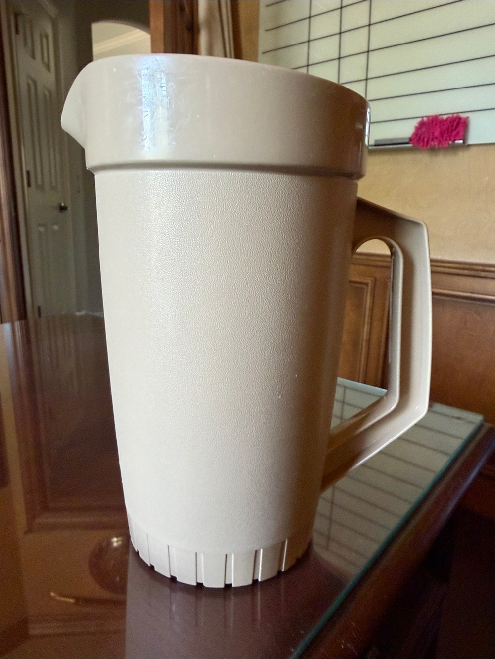 Tupperware Beige Plastic Pitcher with Handle
